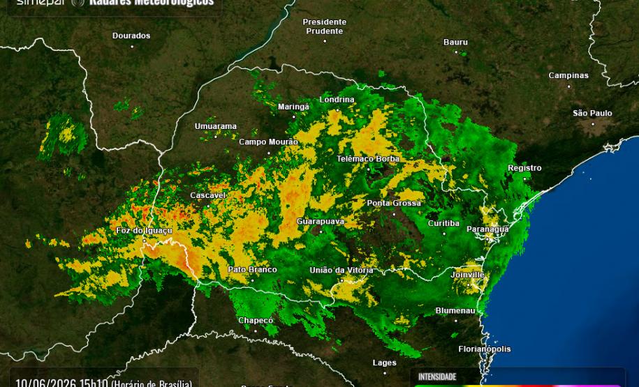 Simepar prevê tempestades nas regiões Oeste e Norte do Paraná entre quinta e sexta-feira