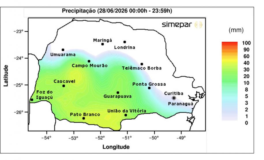 Após tempestades com raios e granizo no Paraná, semana segue chuvosa no Oeste e Sudoeste