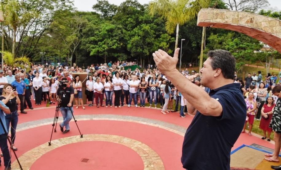O secretário do Desenvolvimento Sustentável e Turismo, Márcio Nunes, participou, no último sábado (06), da reinauguração do Bosque Municipal ?André Ricardo da Silva?, em Terra Boa. Durante o evento também houve ações do Programa ?Educação Ambiental para Bacias Hidrográficas?  -  Terra Boa, 06/04/2019  -  Foto: Dênis Ferreira Netto/SEDEST