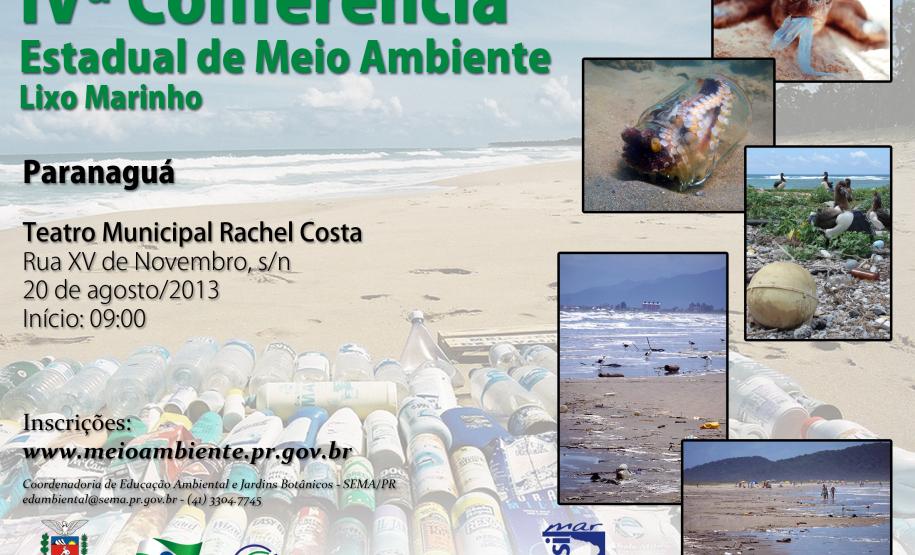 Governo promove debate inédito para resolver o problema de lixo no mar A Secretaria do Meio Ambiente e Recursos Hídricos promove, no próximo dia 20 de agosto, à partir das 9h, em Paranaguá a primeira Conferência Livre do Meio Ambiente sobre Lixo Marinho. O objetivo da Conferência é debater ações efetivas para solucionar o problema do lixo marinho e suas consequência para o turismo ecológico, para pesca e saúde humana.
