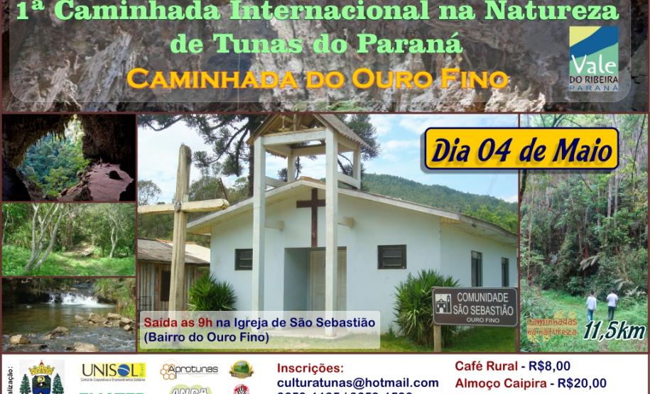 Paraná tem cinco Caminhadas na Natureza nesta semana Cinco Caminhadas Internacionais na Natureza para todos os gostos, e locais, acontecem nesta semana no Paraná. Na quinta-feira, 1º de maio. Circuito do Ouro Fino, em Tunas do Paraná.Foto: Divulgação Emater