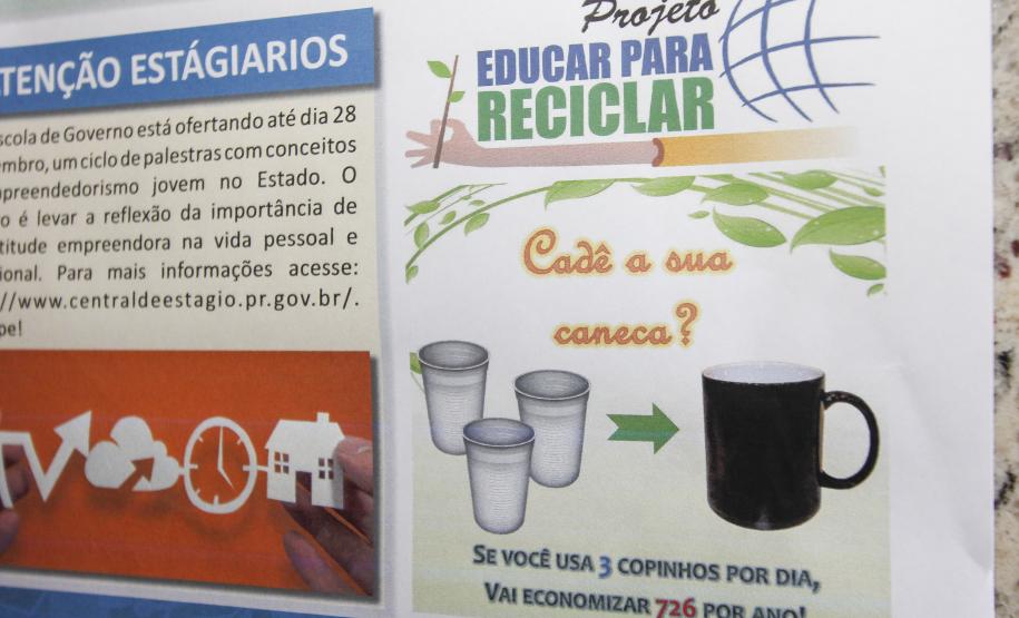 Ações do proejto "Educar para Reciclar" implantadas na Secretaria de Infraestrutura e Logística e no DER. Curitiba, 13/08/2015. Foto: Pedro Ribas/ANPr