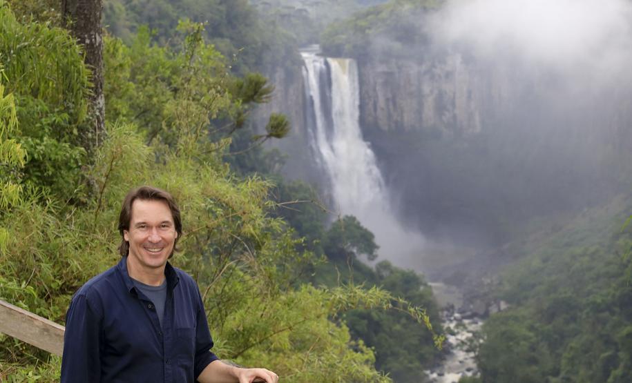Monumento Estadual Salto São João, em Prudentópolis. N/F: secretário do Meio Ambiente e Recursos Hídricos, Ricardo Soavinski e Guilherme Vasconcellos, Diretor de Unidade de Conservação do IAP.Prudentópolis, 08-10-15.Foto: Arnaldo Alves / ANPr.